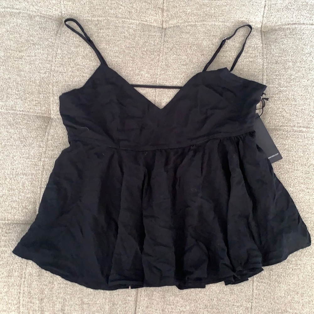 FOREVER 21 WOVEN TOP CAMI BLACK SIZE M